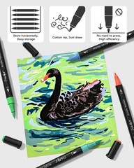 JusArt 60 Colors Dual Tip Acrylic Paint Pens Markers, Brush and Fine Tip, Premiu