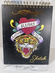 Ed Hardy Black 8×10 Spiral Sketchbook 100GSM Sheets Acid Free paper + Stickers