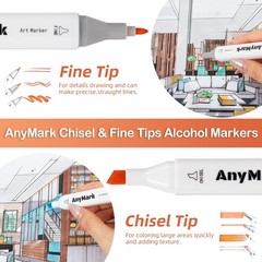 AnyMark Alcohol Markers, 60 Colors Dual Tip Art Coloring Markers Set for Kids Ad