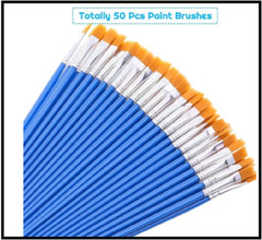 50 Pcs Flat Paint Brushes for Touch Up, Small Paint Brushes for Classroom Craft