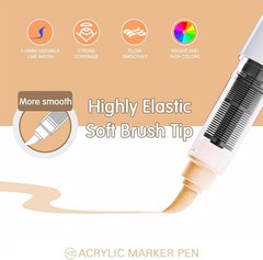 Acrylic Paint Pens Set,12Colors Soft Brush Tip Acrylic Paint Markers, Direct-…