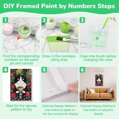 Adult 8×12 Cat Coffee Paint by Numbers Kit – Framed Canvas, Easel, DIY Decor
