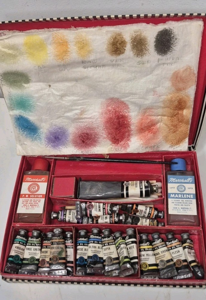 Vintage Marshalls Photo Oil Colors Hobby Set With Extra Colors.