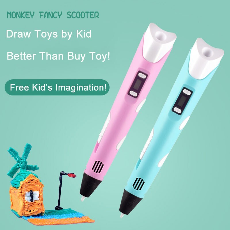 P1 3D Printing Pen with Display – Includes 3D Pen, 3 Starter Colors of PLA Filam