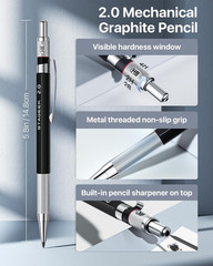 Mechanical Pencil Set with Leather Bag 30 Count, Drawing Pencils 0.5, 0.7, 0.9MM