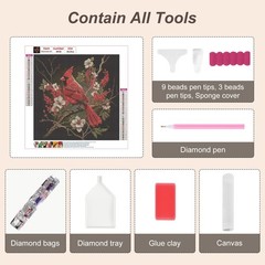 Anuver Cardinal Diamond Art Kits for 11.8 inches x inches, Multicolor