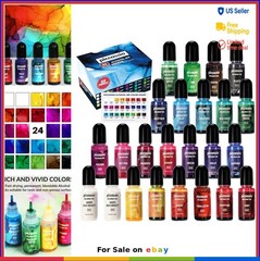 Alcohol Ink Set 24 Colors 10ml Fast Drying Permanent for Resin Art Painting