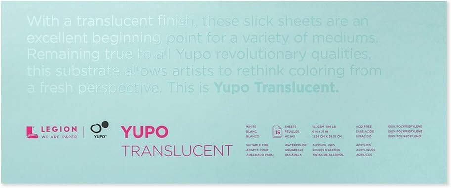 Legion Yupo Translucent Polypropylene Pad 6×15 inches 15 Sheets L21-YPT153WH615