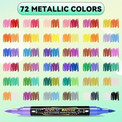 72 Colors Acrylic Paint Markers, Dual Tip Acrylic Paint Pens with Brush Tip & Fi