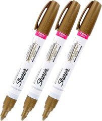 SHARPIE Oil-Based Paint Marker, Medium Point, 1 Count (Pack of 3), Gold