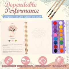 Watercolor Workbook & Coloring Book 1 Count (Pack of 1), white