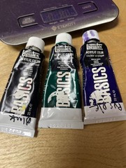 Lot of 3 Liquitex Basics 2007 acrylic color Black Purple Green 2.8 ounces