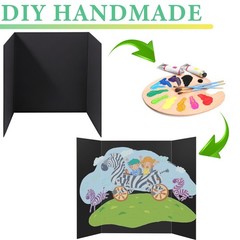 3-Pack Black Trifold Display Boards, 24 x 16 Inches Tri-Fold Corrugated Prese…