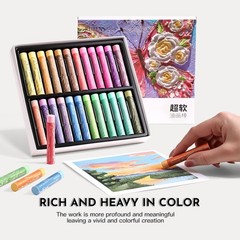 Soft Oil Pastels Set (24 Macaron Colors), Professional Creamy Texture Oil Pas…