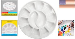Sturdy 7-Inch Round Porcelain Paint Palette for Effortless Mixing and Cleaning