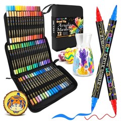 Betem Dual Tip Acrylic Paint Pens, 72 Colors 1 Count (Pack of 72), 72