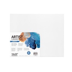 Professional Art Canvas Panel 100% Cotton Acid Free White 16×20 Inches 3 Pack