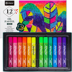 Artecho Neon Oil Pastels Set of 12 Colors, Soft Oil Pastels for Art Painting, Dr