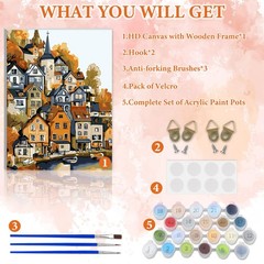 NAIMOER Countryside Paint by Numbers Kits for 12×16 inches,