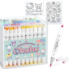 SANRIO Illustration Markers, Brush Type, 80 Colors (81 pens), Pastel Colors