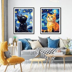 Yunnuo DIY 5D Diamond Painting 30 cm x 40 x 0.1 cm, D002-black cat 30x40cm