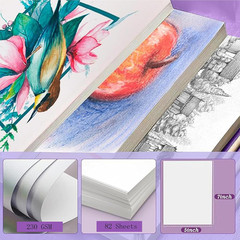 82 Sheets Watercolor Paper 230GSM/110 LB Cotton Thick Off-White Cold Press Paper