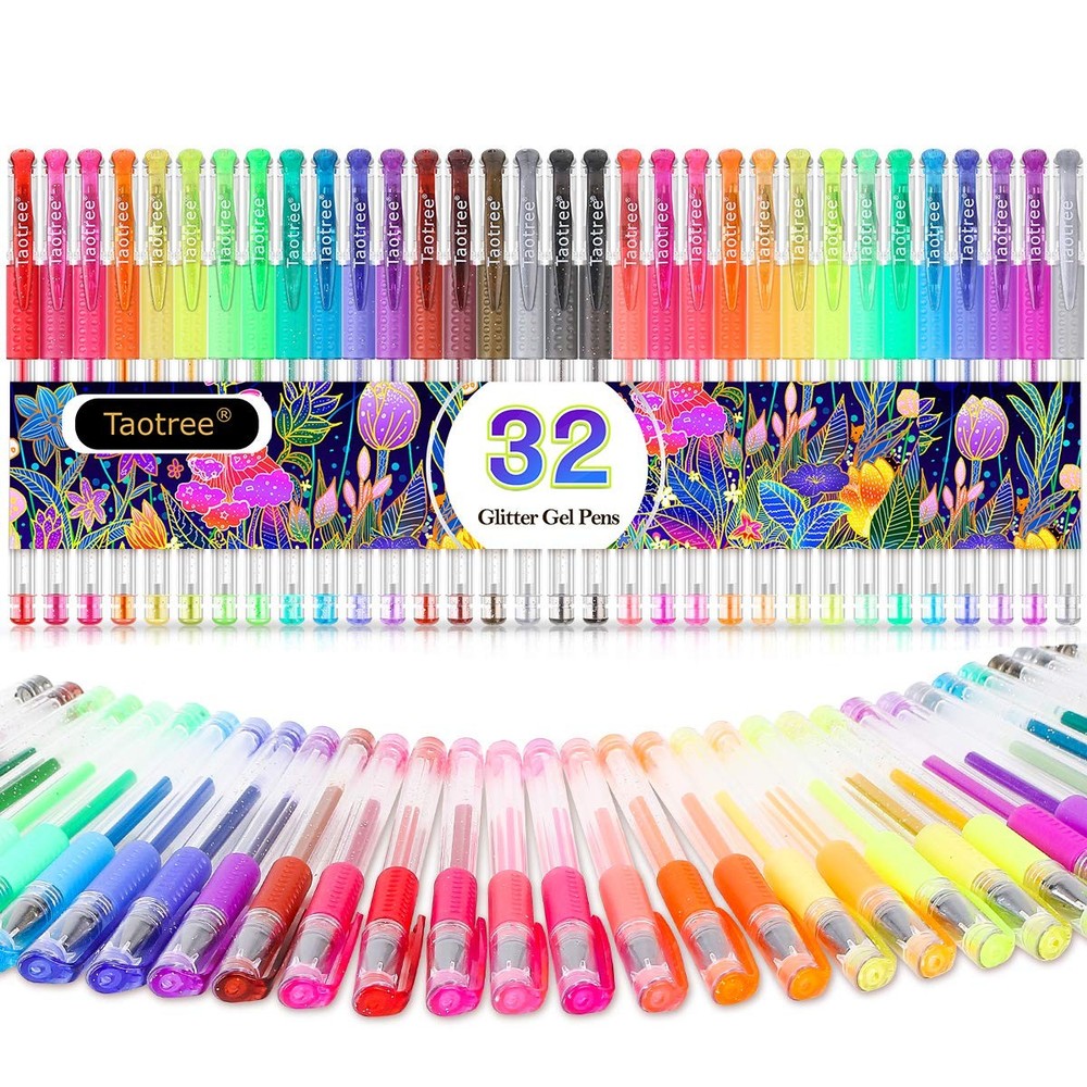 Glitter Gel Pens, 32 Colors Neon Glitter Pens Fine Tip Art Markers Set 40% Mo…