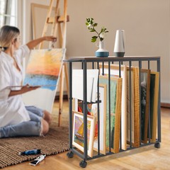 Black Painting Drying Rack Art Storage Rack Display Stand w/ 4 Universal Wheels