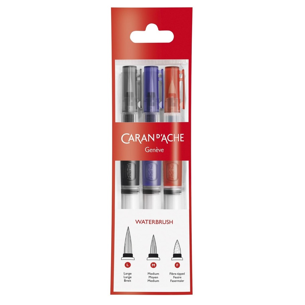 Caran Dache Water Brush Pack Of 3 1 Each Of Ref 0115201/202/203 Hanging Pack