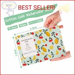 30 Sheets Watercolor Paper Pad, A5 (8.3 x 5.8) Cold Press Watercolor Paper, 140