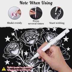 Thboxes White Pens Set, 6 Pcs Acrylic Paint Dual-Tip 1 Count (Pack of 6)