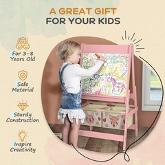 Qaba 3-in-1 Art Easel for Kids, Double-Sided Kids Easel with Paper Roll