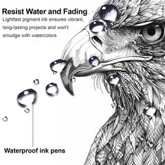 12 PCS Micro Fineliner Drawing Art Pens Assorted Sizes Waterproof Ink