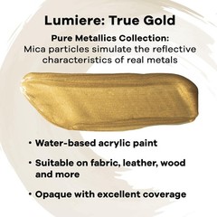 Lumiere 2.25oz Fabric Paint True Gold – Metallic Paint for Fabric, Leather, C…