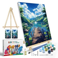 Paint by Numbers Kit for Adults with Frame, Landscape Paint by Numbers with Eas