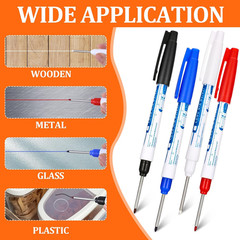 4 Pcs Long Head Deep Hole Marker Pens, Quick Dry Waterproof Fine Tip Markers …