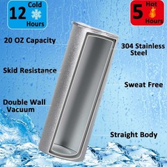 Glitter Sublimation Tumblers 20 Oz Skinny Straight, 8 Pack Sublimation Glitte…