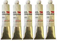5 Pack of Scarlet Red Oil Paint, Color 205 Artist Quality Size 200 ml Tube