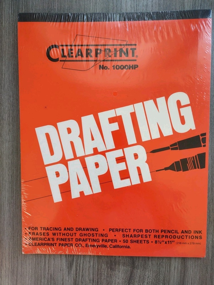 CLEARPRINT Drafting Paper Drawing & Tracing 8.5 X 11 NEW 50 Sheets 1000HP