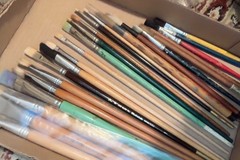 Vintage 48 Artist Brushes & Other Artist Items.