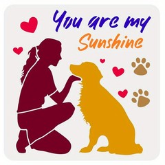 1pc Woman with Dog Painting Stencil 11.8×11.8 inch Retriever Stencil You
