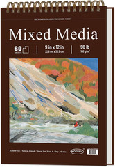 Mixed Media Sketchbook 9″ x 12″ – Multimedia Sketchbook Hardcover, Spiral Bou…