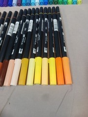 Tombow ABT Dual Brush Tip Marker Pens Lot of 49 Dynamic Strokes Fine Line