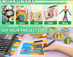 Acrylic Paint Markers Paint Pens,24 Colors Dual Tip Direct Liquid Acrylic Marker