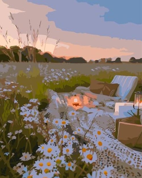 JYXSJYYD Paint by Numbers Kit for Adults Beginner,Sea of Flowers Paint PB358-1