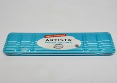 Arista watercolors water colors set paint tin vintage blue metal 8 colors used
