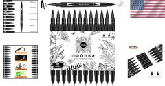 Dual Tip 12 Pack Black Markers: Ideal for Artists, Students & DIY Projects