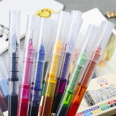10PCS High Quality Type Gel Pens Black Blue Red Ink Straight Liquid Pen Kawaii