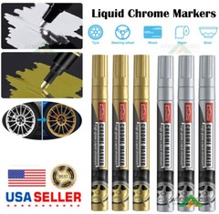 6× Liquid Mirror Chrome Marker Set DIY Car Paint Pen Metal Marker Plated Pens US