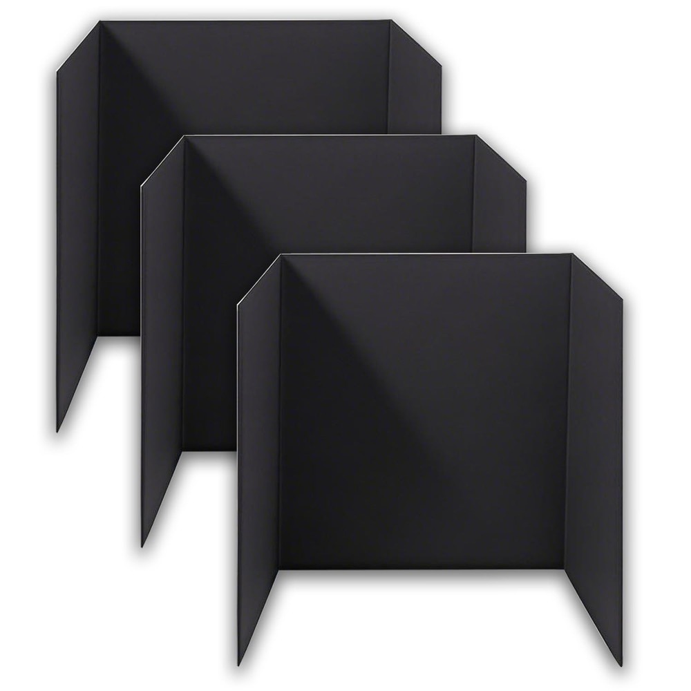3-Pack Black Trifold Display Boards, 24 x 16 Inches Tri-Fold Corrugated Prese…